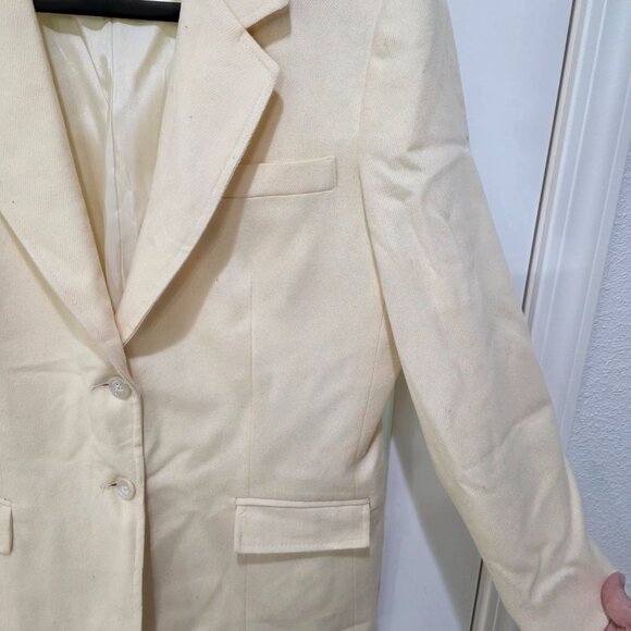 Cross Country Fashions Vintage Cream Wool Blazer 100% Wool Lined Classic - Picture 5 of 10
